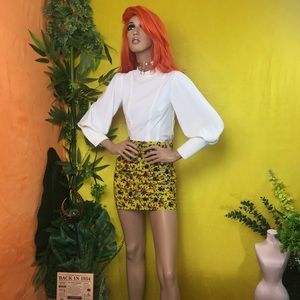 ZARA draped floral print mini skirt